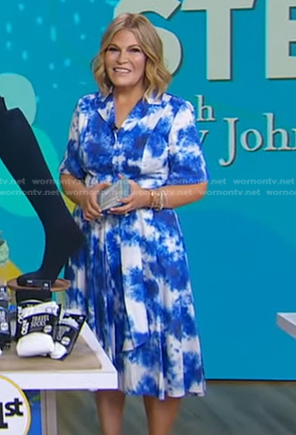 Tory Johnson's blue tie dye shirtdress on Good Morning America