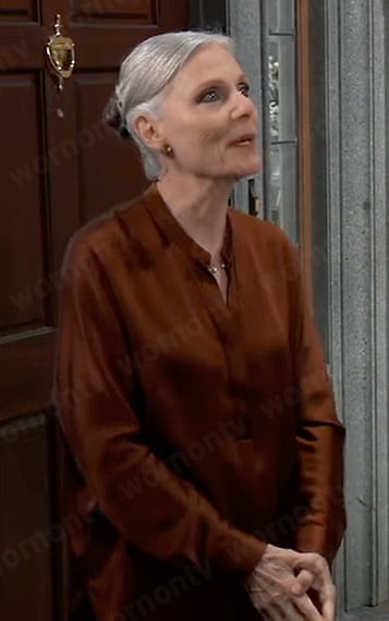 Tracy’s rust brown silk blouse on General Hospital