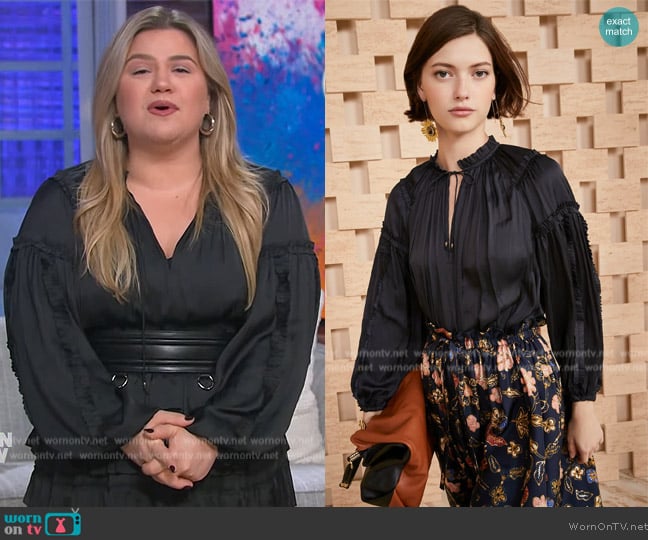 Ulla Johnson Maeve Blouse worn by Kelly Clarkson on The Kelly Clarkson Show