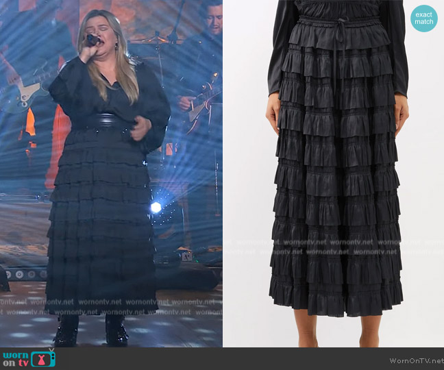 Ulla Johnson Mari Skirt worn by Kelly Clarkson on The Kelly Clarkson Show