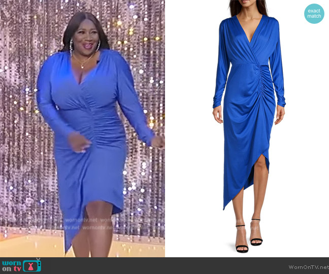 WornOnTV: Bevy Smith’s blue satin wrap dress on Tamron Hall Show ...