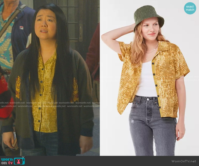 Urban Outfitters Snakeskin Short Sleeve Shirt worn by Alice Kwan (Sherry Cola) on Good Trouble