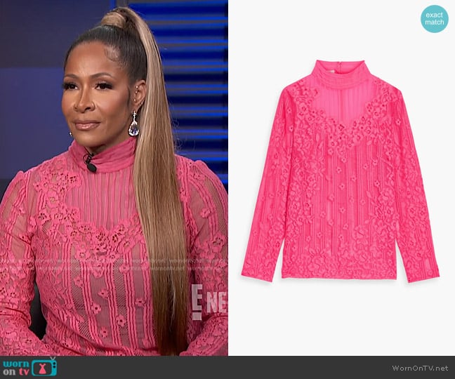 Valentino Garavani Chiffon-Trimmed corded Lace Blouse worn by Shereé Whitfield on E! News