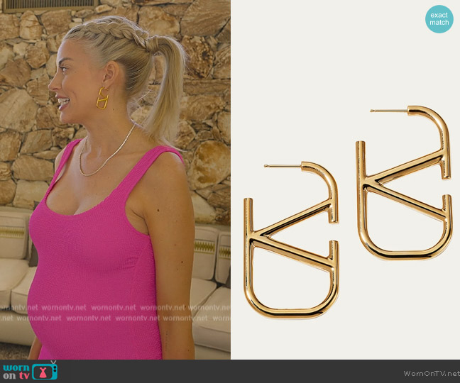 Valentino Open Logo Earrings worn by Heather Rae Young on Selling Sunset