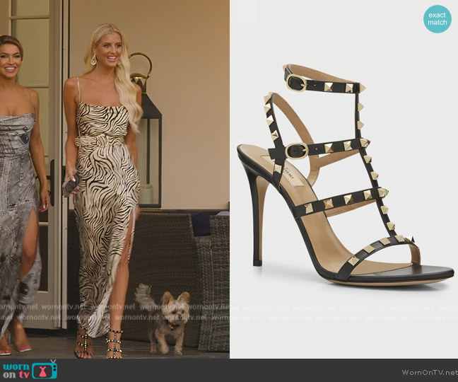 Valentino Garavani Rockstud 105mm Caged Leather High-Heel Sandals worn by Emma Hernan on Selling Sunset