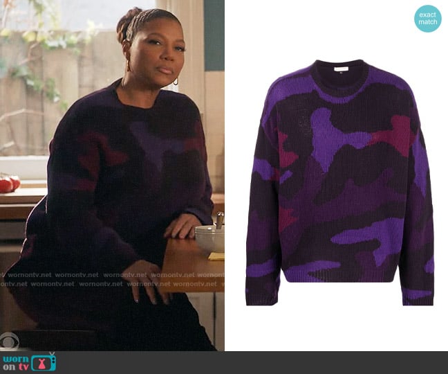 Valentino Garavani Camouflage Jacquard Cotton & Virgin Wool Sweater worn by Robyn McCall (Queen Latifah) on The Equalizer