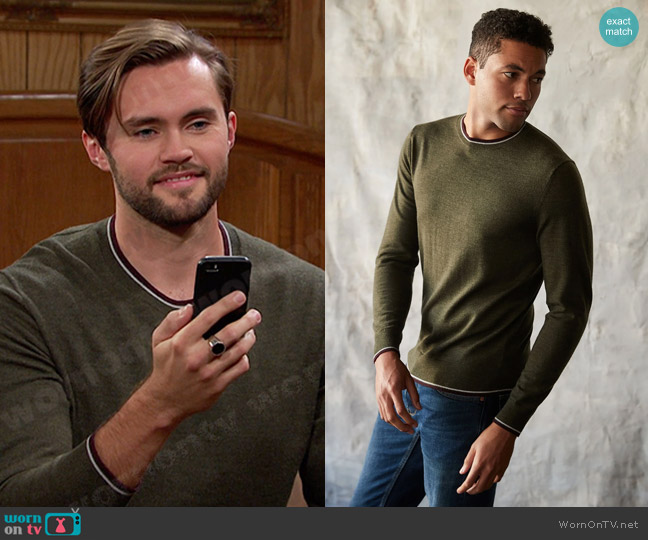 Velvet by Graham & Spencer Rupert Crew Neck Knit Shirt worn by Colin (Jasper Newman) on Days of our Lives