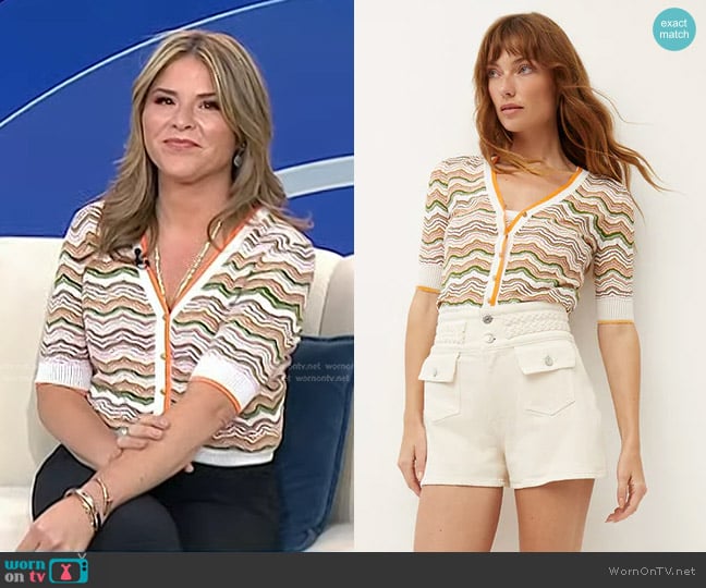 Veronica Beard Varia Stretch Knit Cardigan worn by Jenna Bush Hager on Today