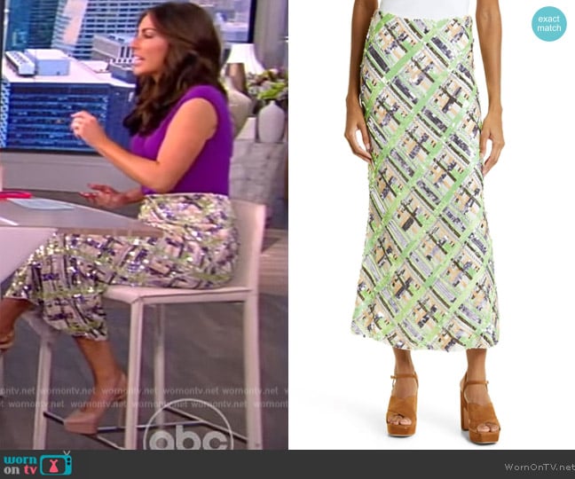 Veronica Beard Brent Sequin Plaid Maxi Skirt worn by Alyssa Farah Griffin on The View