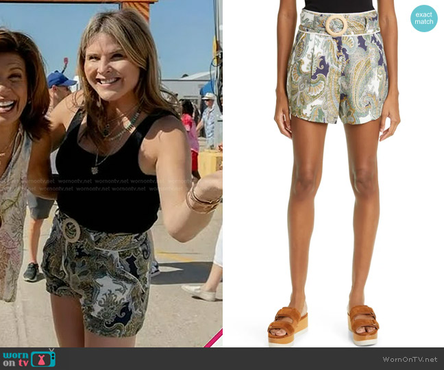 Veronica Beard Hobbes Paisley Belted Linen Shorts worn by Jenna Bush Hager on Today