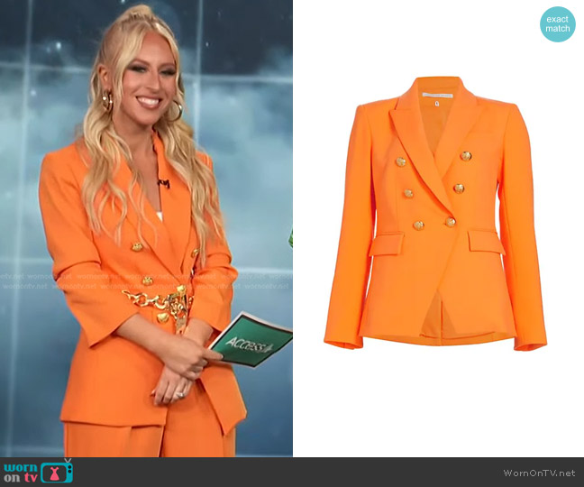 Veronica Beard Miller Jacket in Neon Orange worn by Sydney Sadick on Access Hollywood