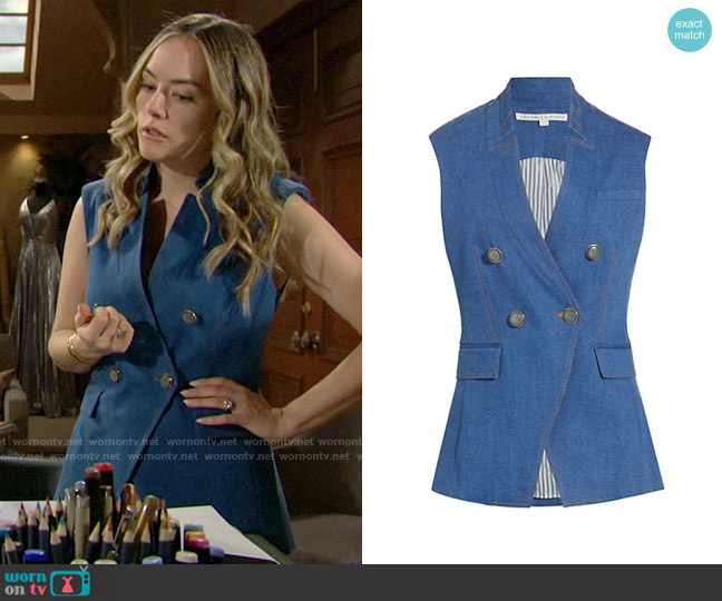 Veronica Beard Amika Vest in Cosmo worn by Hope Logan (Annika Noelle) on The Bold and the Beautiful