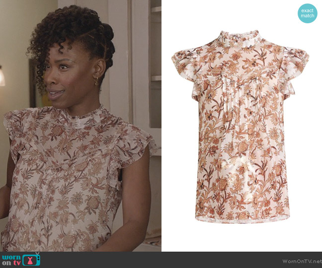 Veronica Beard Luciana Floral Print Top worn by Olivia Baker (Samantha Logan) on All American