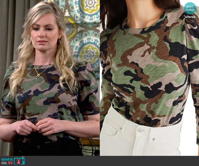 Veronica Beard Porter Tee in Camo Multi worn by Gemma (Beth Behrs) on The Neighborhood