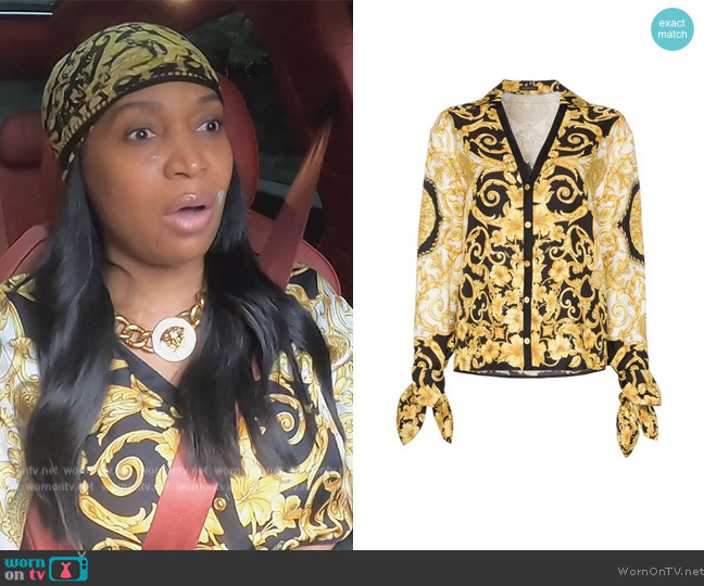 Versace Baroque Print Blouse worn by Marlo Hampton on The Real Housewives of Atlanta