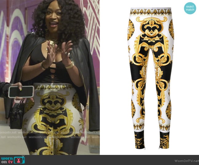 Versace Baroque Print Leggings worn by Monyetta on The Real Housewives of Atlanta