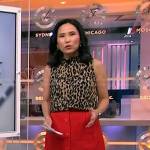 Vicky’s leopard sleeveless top and red skirt on NBC News Daily