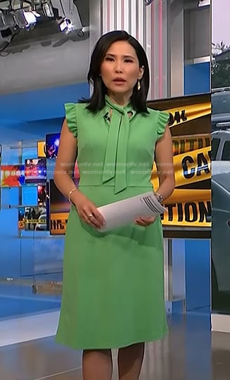 WornOnTV: Vicky’s green tie neck dress on NBC News Daily | Vicky Nguyen ...