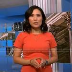 Vicky’s orange ruffle hem mini dress on NBC News Daily