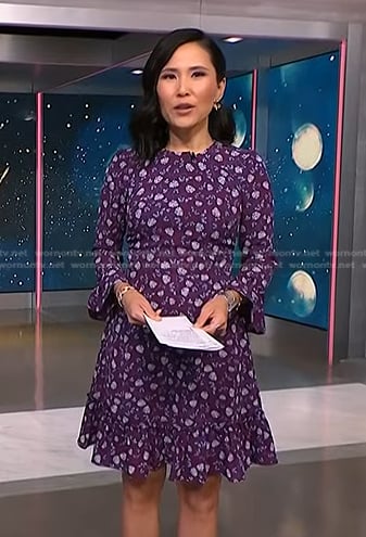 Vicky’s purple floral ruffle dress on NBC News Daily