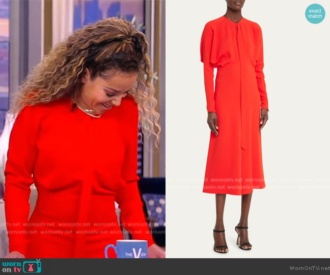 Victoria Beckham Updated Dolman Long Sleeve Fluid Cady Midi Dress worn by Sunny Hostin on The View