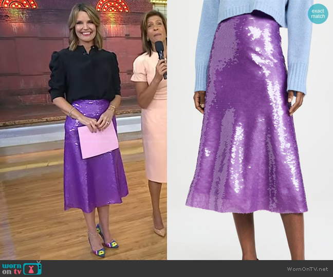 Victoria Beckham Flared Sequined Skirt worn by Savannah Guthrie on Today