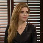 Victoria’s black ruched satin dress on The Young and the Restless