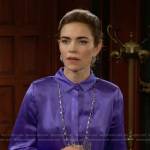 Victoria’s purple silk shirtdress on The Young and the Restless