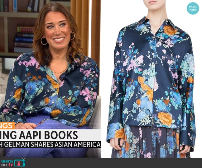 Vince Painted Bouquet Shirt worn by Sarah Gelman on CBS Mornings