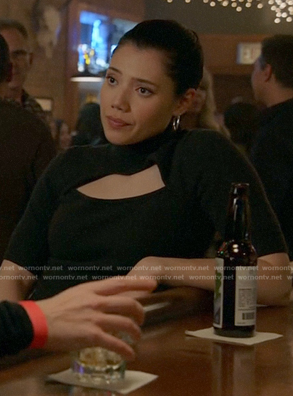 Violet's black cutout sweater on Chicago Fire