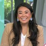 Vivian Tu’s beige cropped blazer and earrings on Today