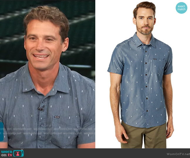 Volcom Salford Short Sleeve Button Down Shirt worn by Steve Pettit on Access Hollywood