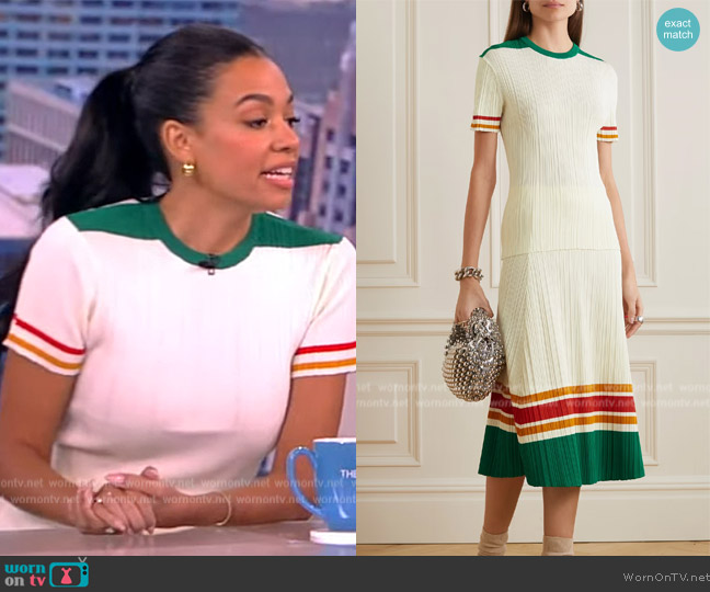 Wales Bonner Striped ribbed-knit T-shirt worn by Aurora James on The View