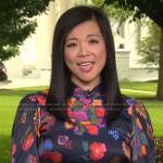 Weijia Jian’s black floral top on CBS Mornings