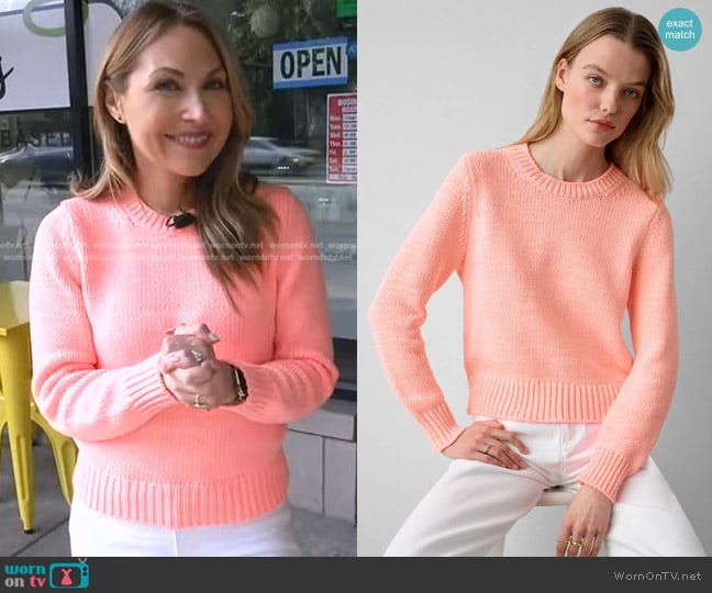 White + Warren Cotton Rope Crewneck worn by Lori Bergamotto on Good Morning America