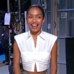 Yara Shahidi’s white cropped top on Sherri