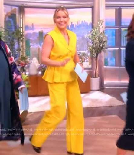 Sara's yellow peplum vest and pants on The View