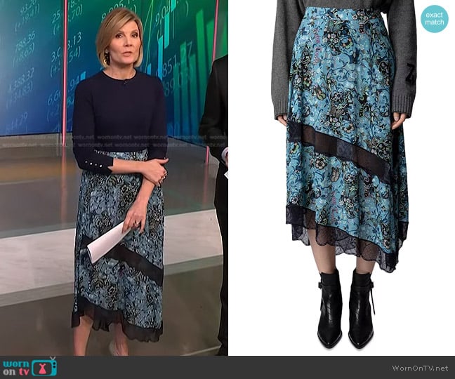 Zadig & Voltaire  Juliet Bohemian Midi Skirt worn by Kate Snow on NBC News Daily