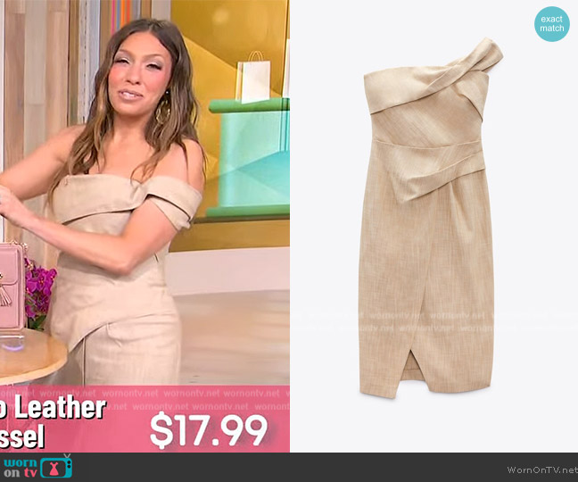 Zara Asymmetrical Slip Dress worn by Melissa Garcia on Access Hollywood