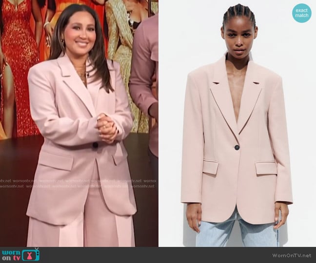 Zara Buttoned Oversized Blazer worn by Adrienne Houghton on E! News