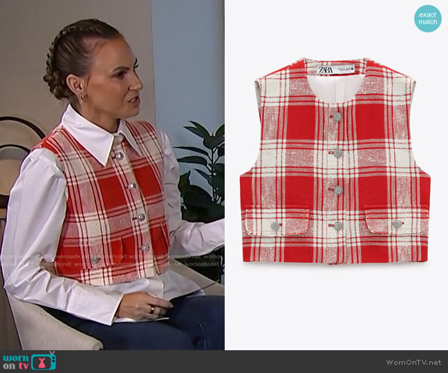 Zara Buttoned Textured Waistcoat worn by Keltie Knight on E! News