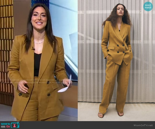 Zara Crossed Linen Blazer and Pants worn by Erielle Reshef on Good Morning America