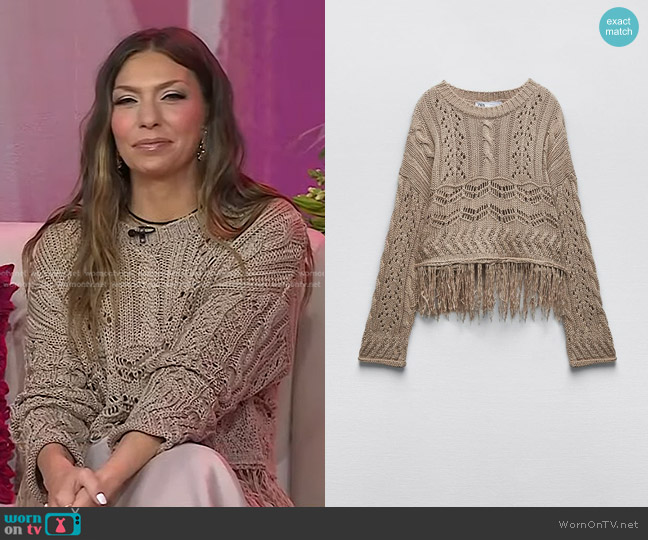 Zara Fringed Knit Sweater worn by Melissa Garcia on Today