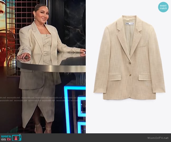 Zara Limited Edition Oversized Blazer worn by Adrienne Houghton on E! News