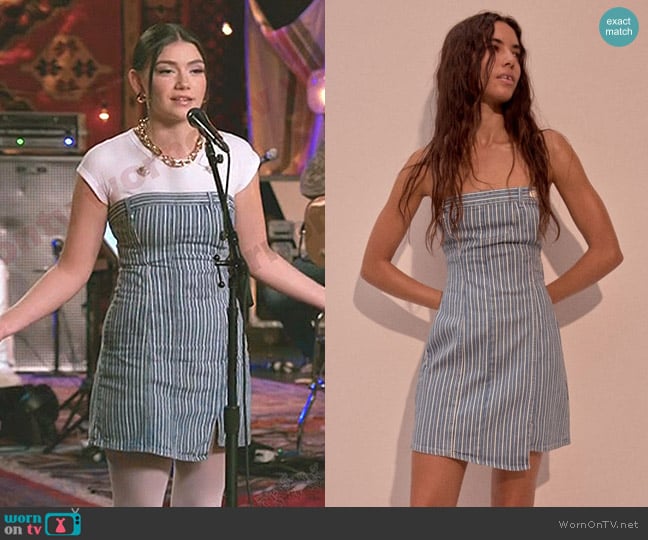 Zara Strapless Striped Dress worn by Gina Miles on The Voice