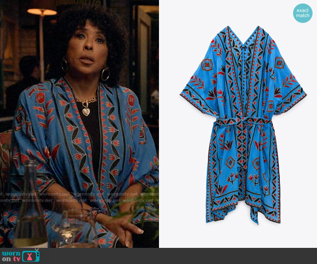 Zara Embroidered Kimono worn by Cricket (Angela Gibbs) on Not Dead Yet