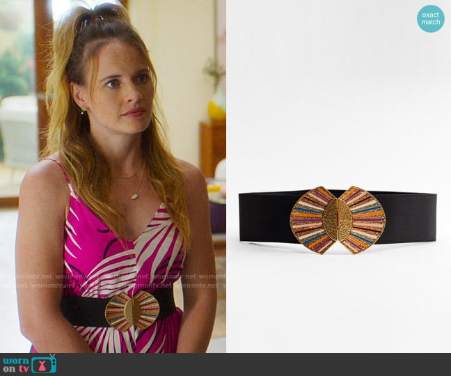 Zara Multi Color Stretch Belt worn by Courtney Hobbs (Katie Leclerc) on Fantasy Island