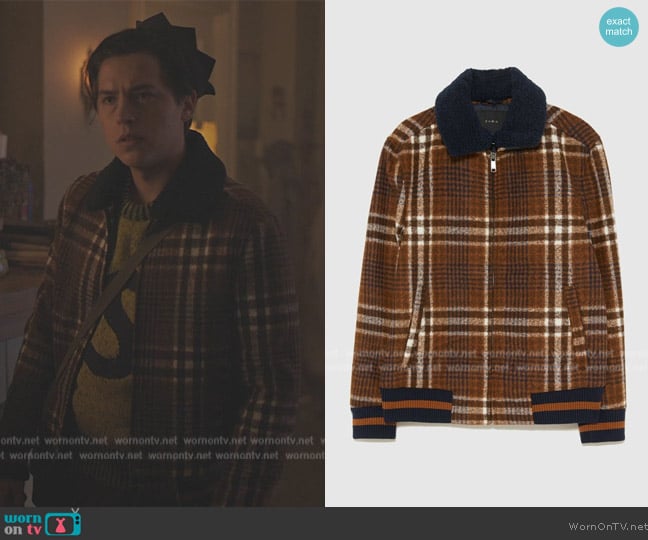 Zara Plaid Bomber Jacket worn by Jughead Jones (Cole Sprouse) on Riverdale