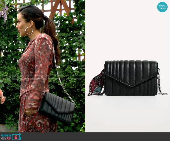 Zara Quilted Crossbody Bag worn by Audra Charles (Zuleyka Silver) on The Young and the Restless