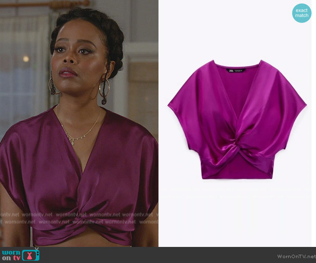 Zara Satin Twist Top worn by Pauline Dyer (Pauline Dyer) on All American